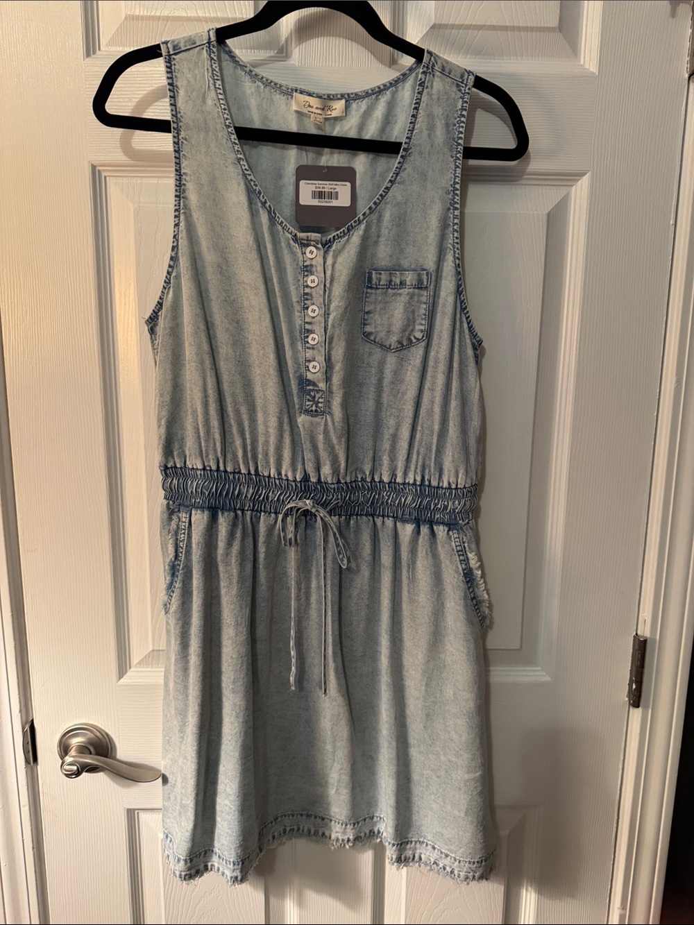 The Blue Mix Denim Sleeveless Drawstring Dress - women’s large - nwt